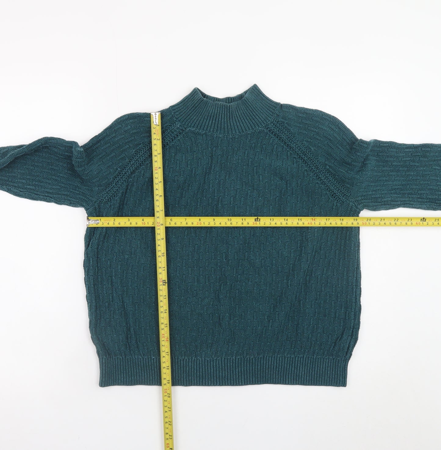 Fat Face Women's Green Cotton Mock Neck Jumper UK 8