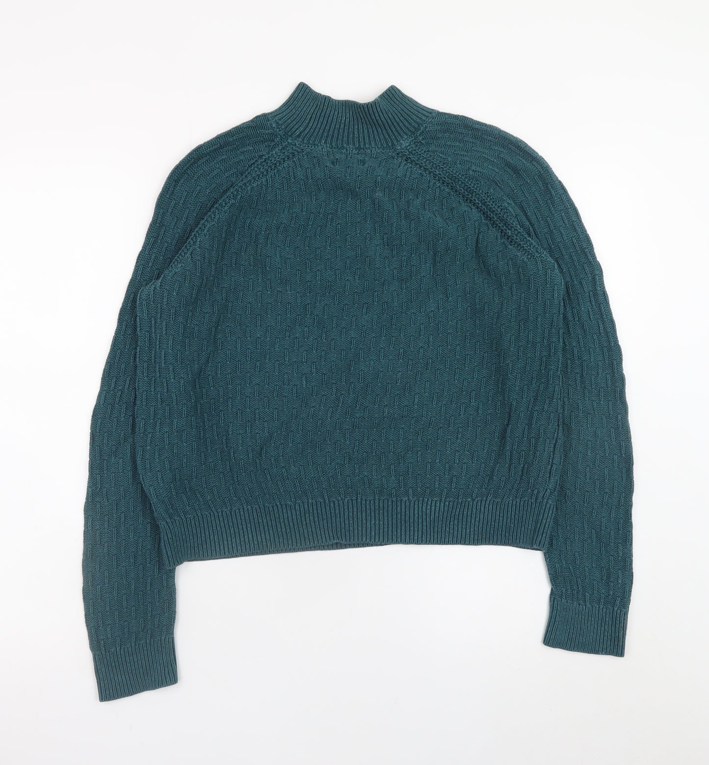 Fat Face Women's Green Cotton Mock Neck Jumper UK 8