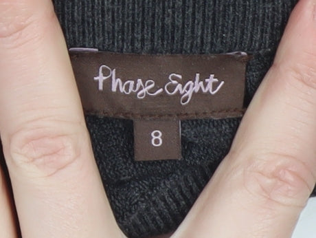 Phase Eight Women's Black Midi A-Line Wool Stretch Skirt Size 8