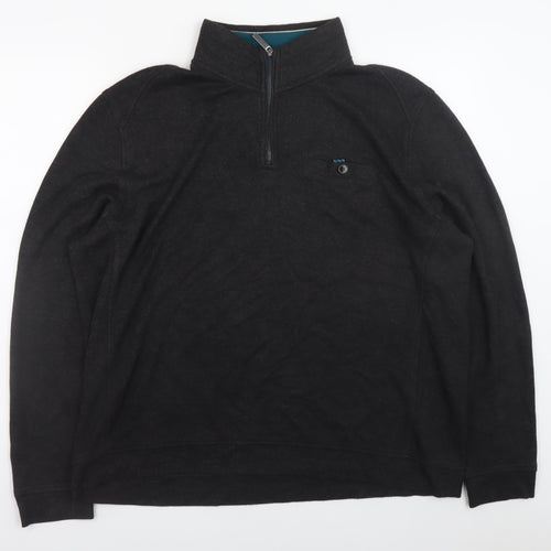 Ted Baker Mens Black 7XL 1/2 Zip Wool Blend Jumper