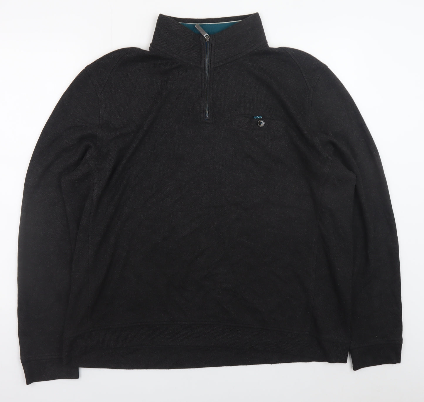Ted Baker Mens Black 7XL 1/2 Zip Wool Blend Jumper