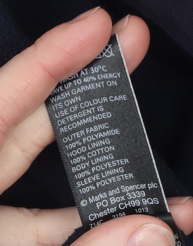 Marks and Spencer Women's Navy Hooded Parka Coat UK 14