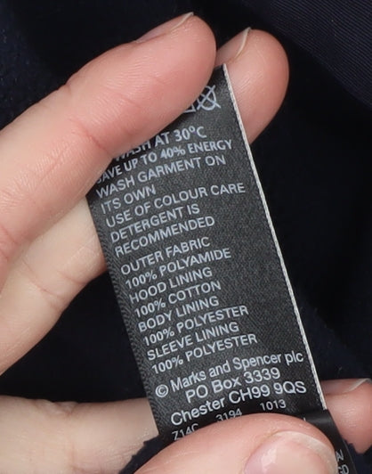 Marks and Spencer Women's Navy Hooded Parka Coat UK 14