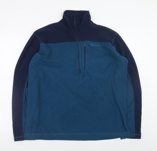 Mountain Warehouse Men’s Blue 1/2 Zip Fleece Pullover Sweatshirt L