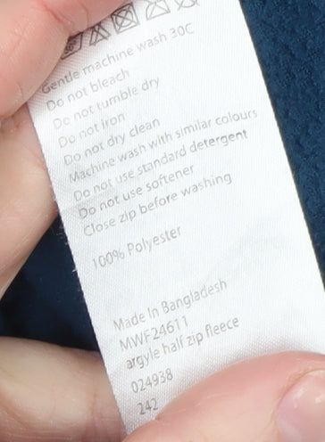 Mountain Warehouse Men’s Blue 1/2 Zip Fleece Pullover Sweatshirt L