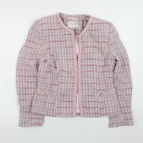 Autonomy Womens Pink Tweed Check Collarless Jacket Size 12