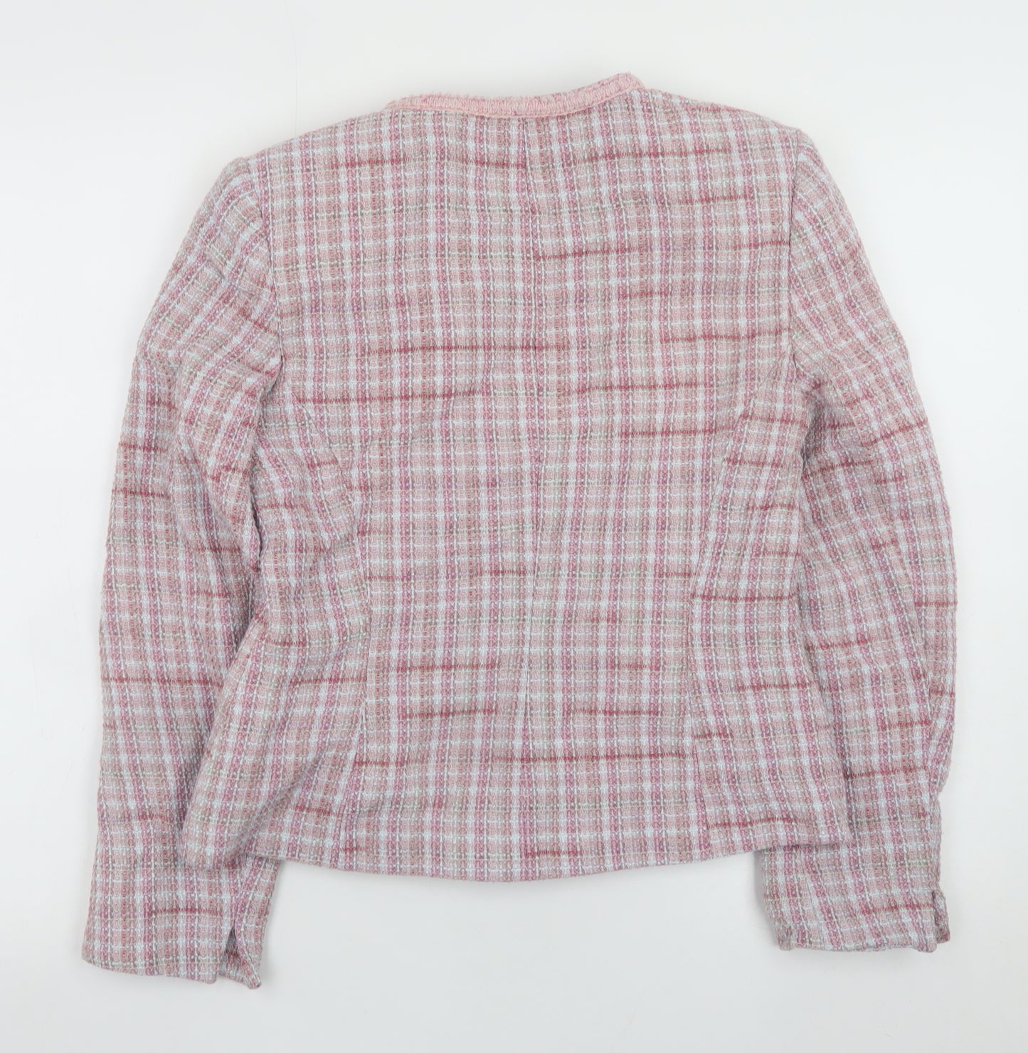 Autonomy Womens Pink Tweed Check Collarless Jacket Size 12