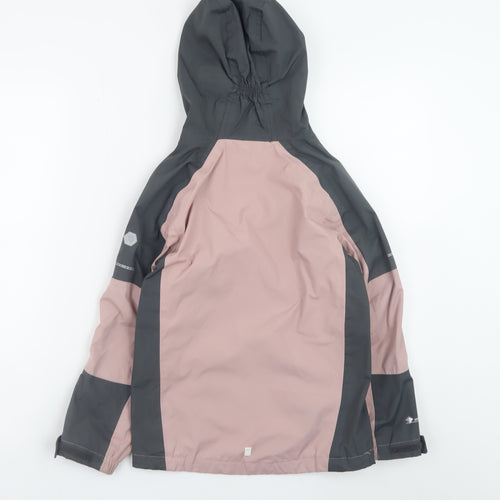 Regatta Girls Pink & Charcoal Waterproof Hooded Rain Jacket 7-8 Years