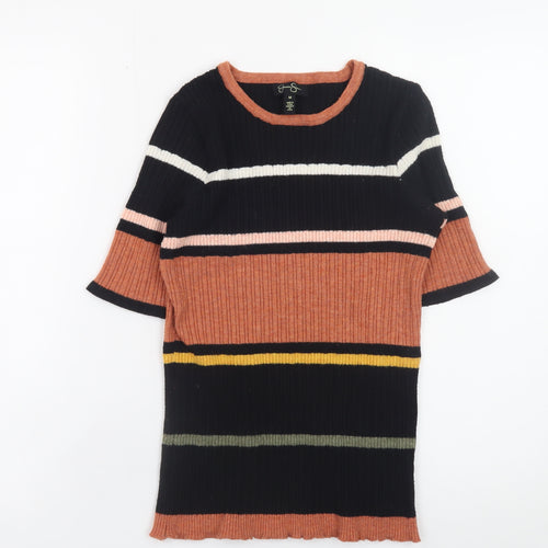 Jessica Simpson Womens Multicoloured Stripe Ribbed Pullover Jumper Medium