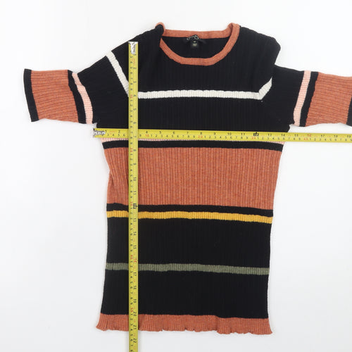 Jessica Simpson Womens Multicoloured Stripe Ribbed Pullover Jumper Medium