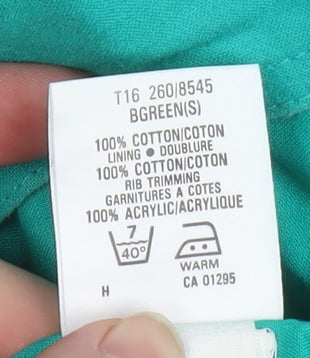 Marks and Spencer Womens Green Cotton Bomber Jacket Size S
