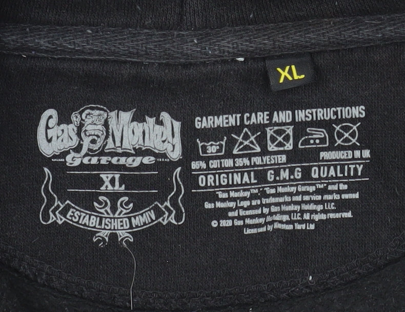 Gas Monkey Garage Men's Black XL Hooded Full Zip Jacket