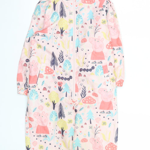 Peppa Pig Girls Pink Hooded Waterproof Rain Suit 5-6 Years Cartoon Print