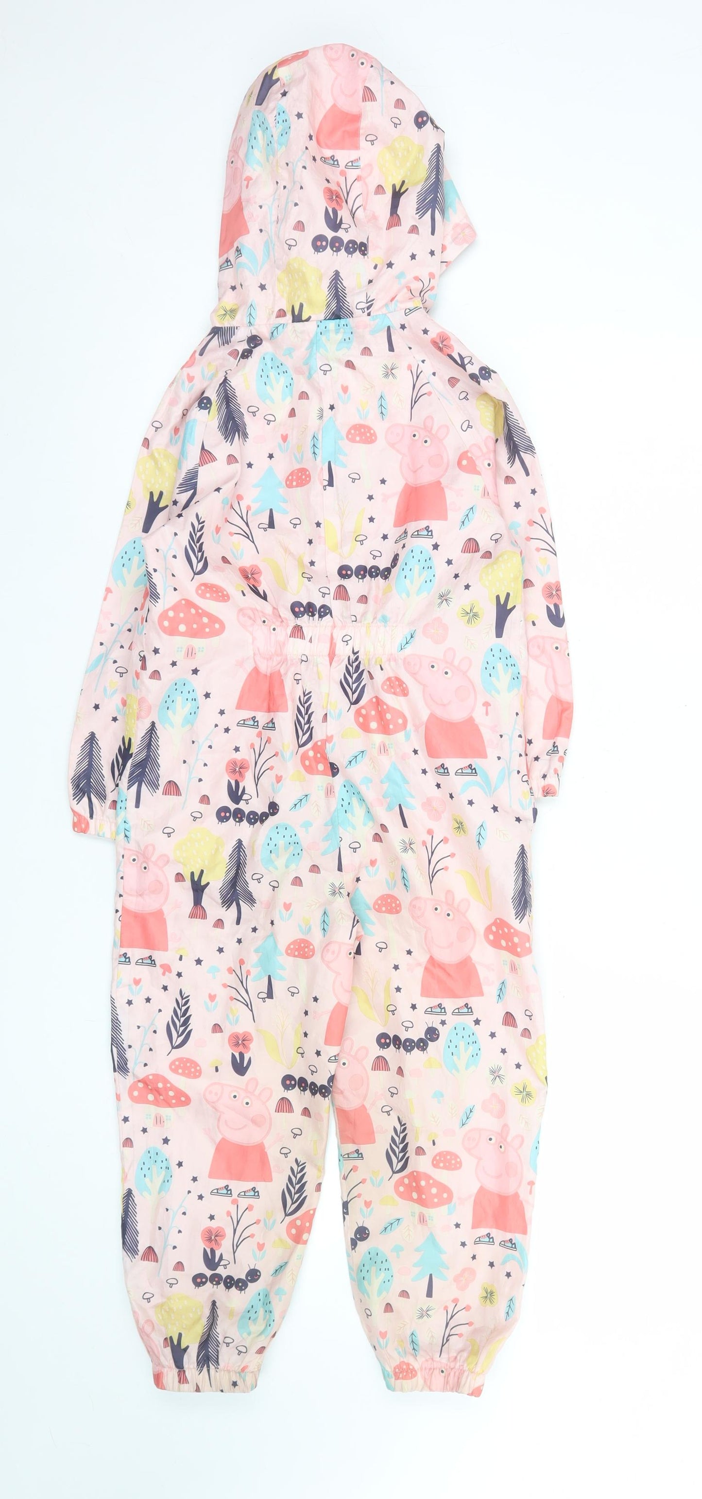 Peppa Pig Girls Pink Hooded Waterproof Rain Suit 5-6 Years Cartoon Print