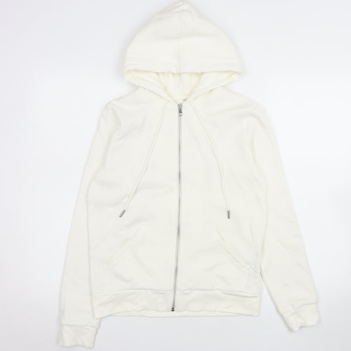 H&M Womens White XS Hooded Full Zip Cotton Blend Jacket