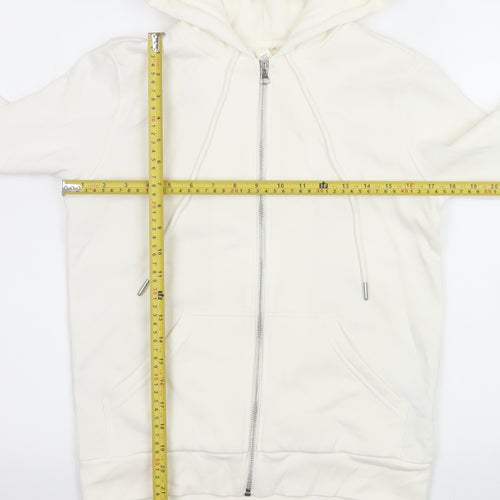 H&M Womens White XS Hooded Full Zip Cotton Blend Jacket