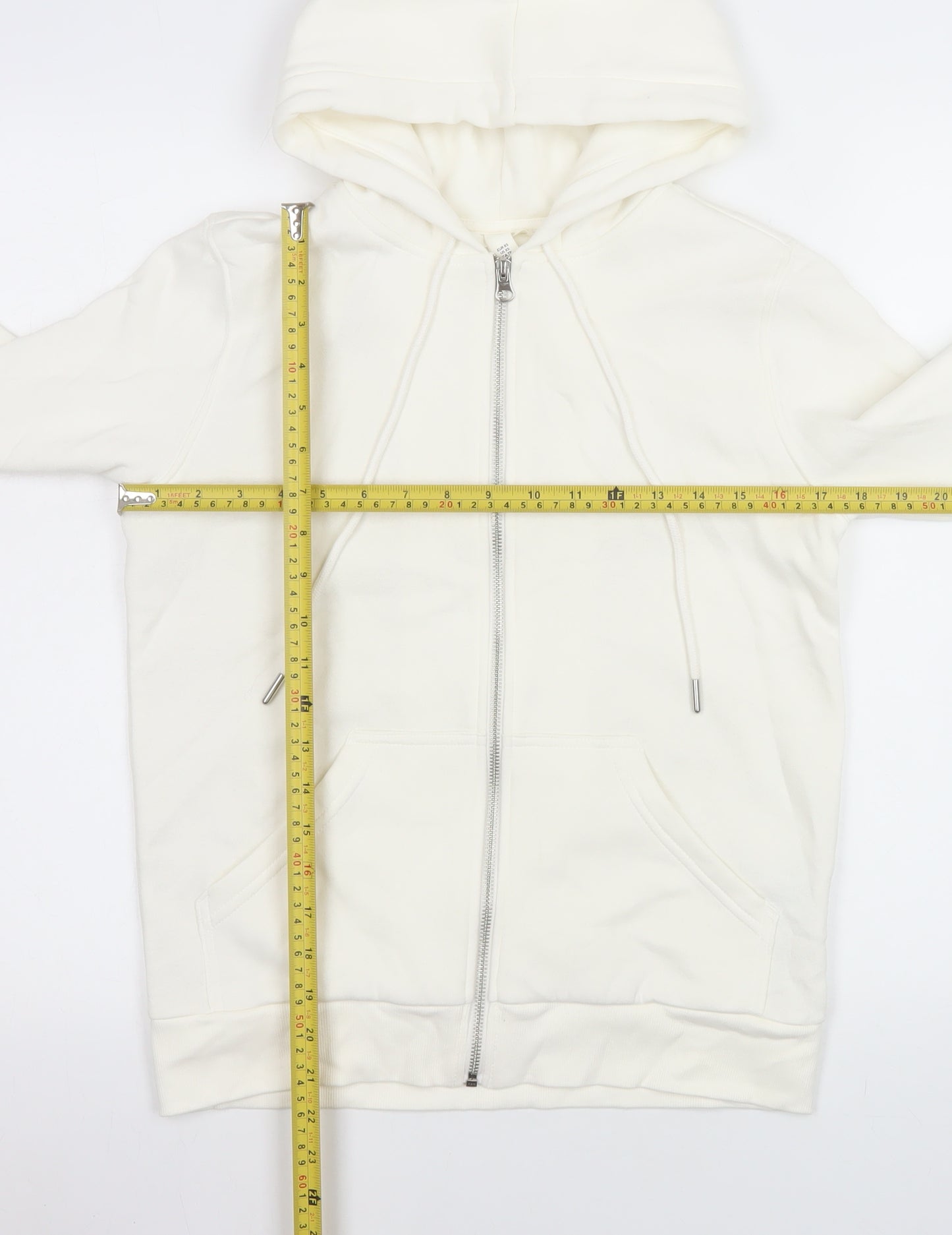 H&M Womens White XS Hooded Full Zip Cotton Blend Jacket