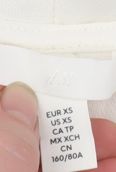 H&M Womens White XS Hooded Full Zip Cotton Blend Jacket