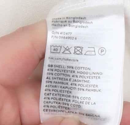 H&M Womens White XS Hooded Full Zip Cotton Blend Jacket