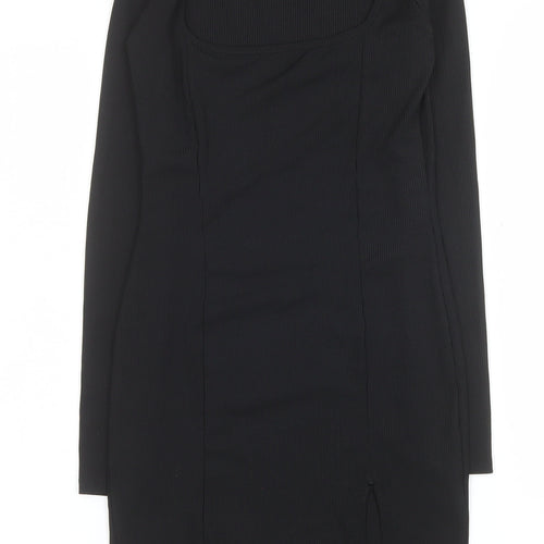 PrettyLittleThing Women’s Black Bodycon Knit Dress Size 4 Long Sleeve