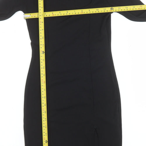 PrettyLittleThing Women’s Black Bodycon Knit Dress Size 4 Long Sleeve