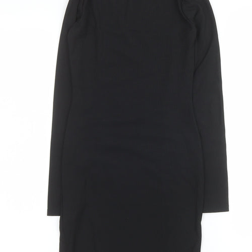 PrettyLittleThing Women’s Black Bodycon Knit Dress Size 4 Long Sleeve