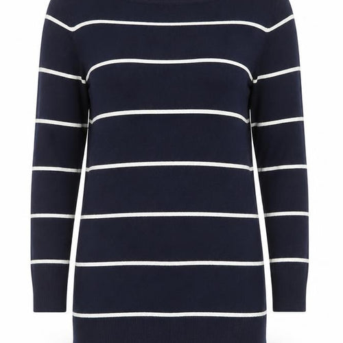 Dorothy Perkins Women’s Blue Striped 3/4 Sleeve Boat Neck Knit Top Size 10