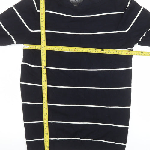 Dorothy Perkins Women’s Blue Striped 3/4 Sleeve Boat Neck Knit Top Size 10