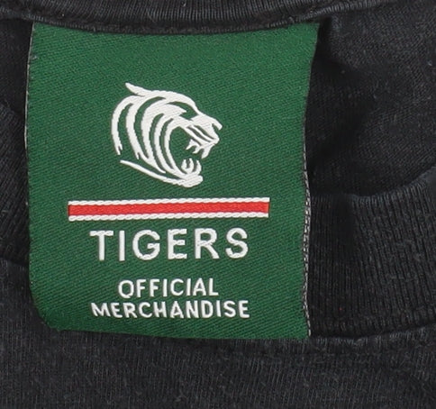 Tigers Men’s Black Rugby Graphic T-Shirt Size L Cotton Crew Neck