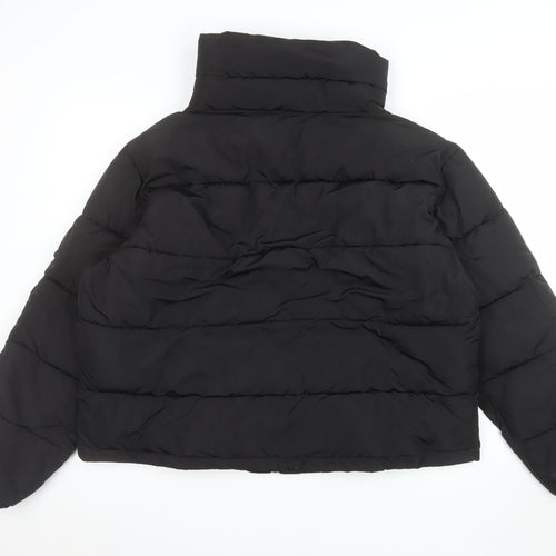 Pull & Bear Women's Black L Puffer Jacket with Zip Pockets