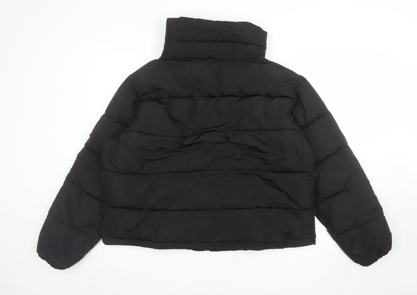 Pull & Bear Women's Black L Puffer Jacket with Zip Pockets