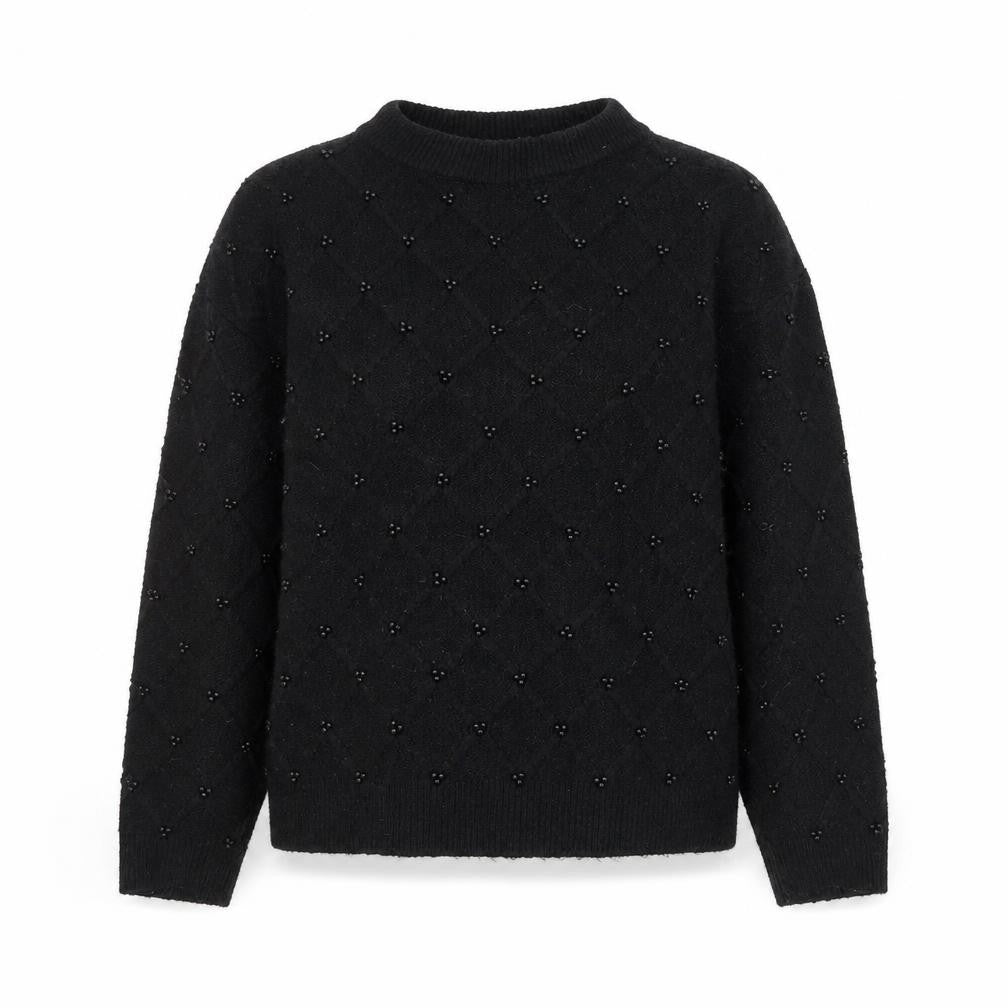 Front view of Marks & Spencer Women’s Black Beaded jumper, size S