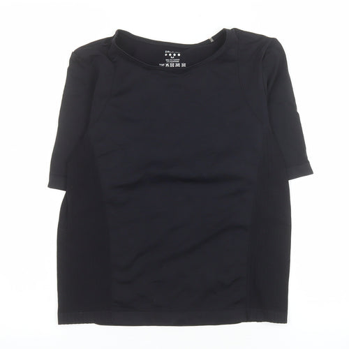 Souluxe Women's Black Medium Slim Fit Activewear T-Shirt