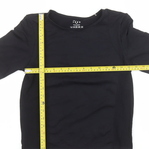 Souluxe Women's Black Medium Slim Fit Activewear T-Shirt