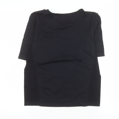 Souluxe Women's Black Medium Slim Fit Activewear T-Shirt