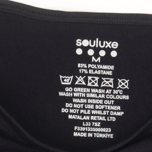 Souluxe Women's Black Medium Slim Fit Activewear T-Shirt