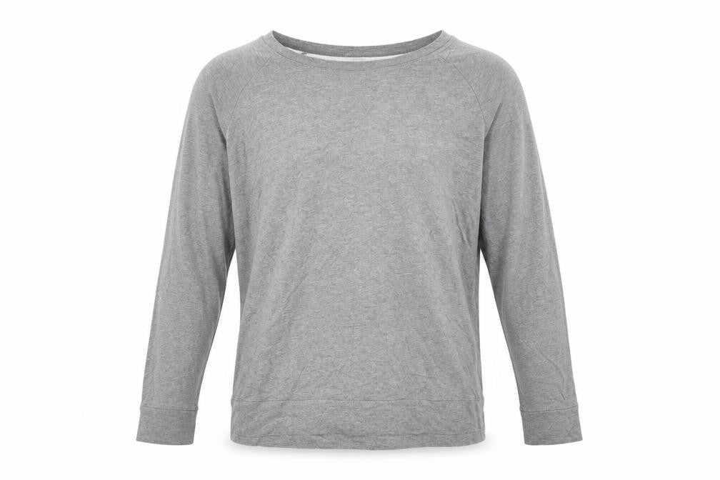 Front view of H&M Men’s Grey Long Sleeve Basic Crew Neck Jersey Top, size L