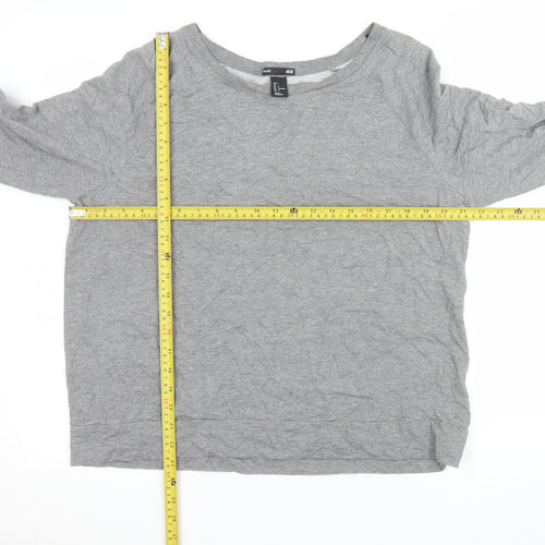 H&M Men’s Grey Long Sleeve Basic Crew Neck Jersey Top Size L