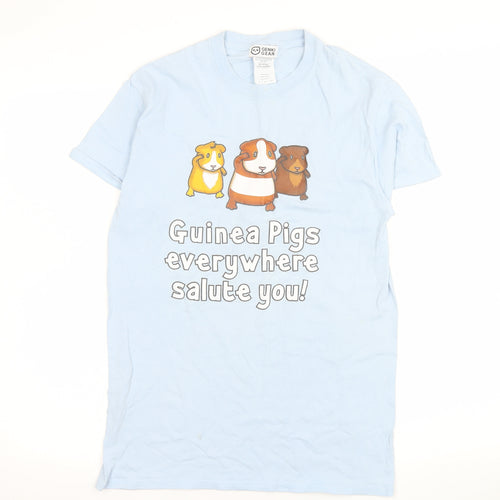Genki Gear Women Blue Guinea Pig Graphic T-Shirt Size S