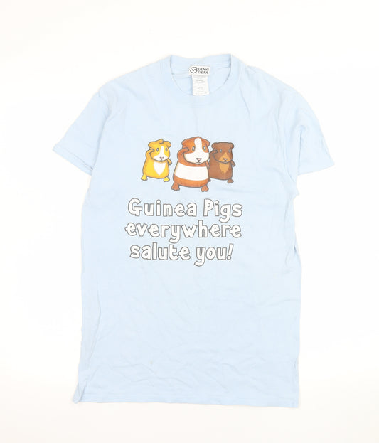 Genki Gear Women Blue Guinea Pig Graphic T-Shirt Size S