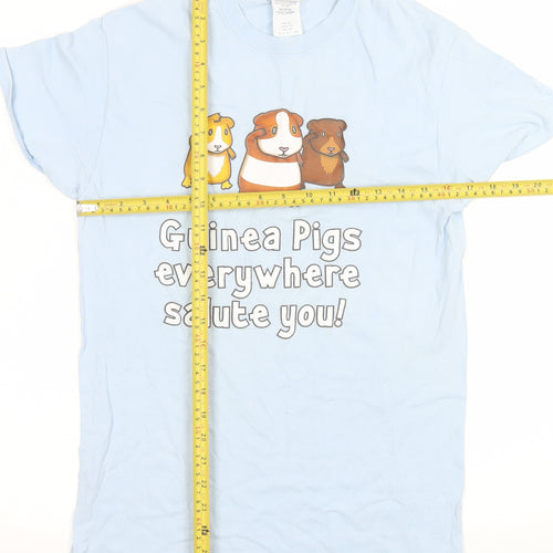 Genki Gear Women Blue Guinea Pig Graphic T-Shirt Size S