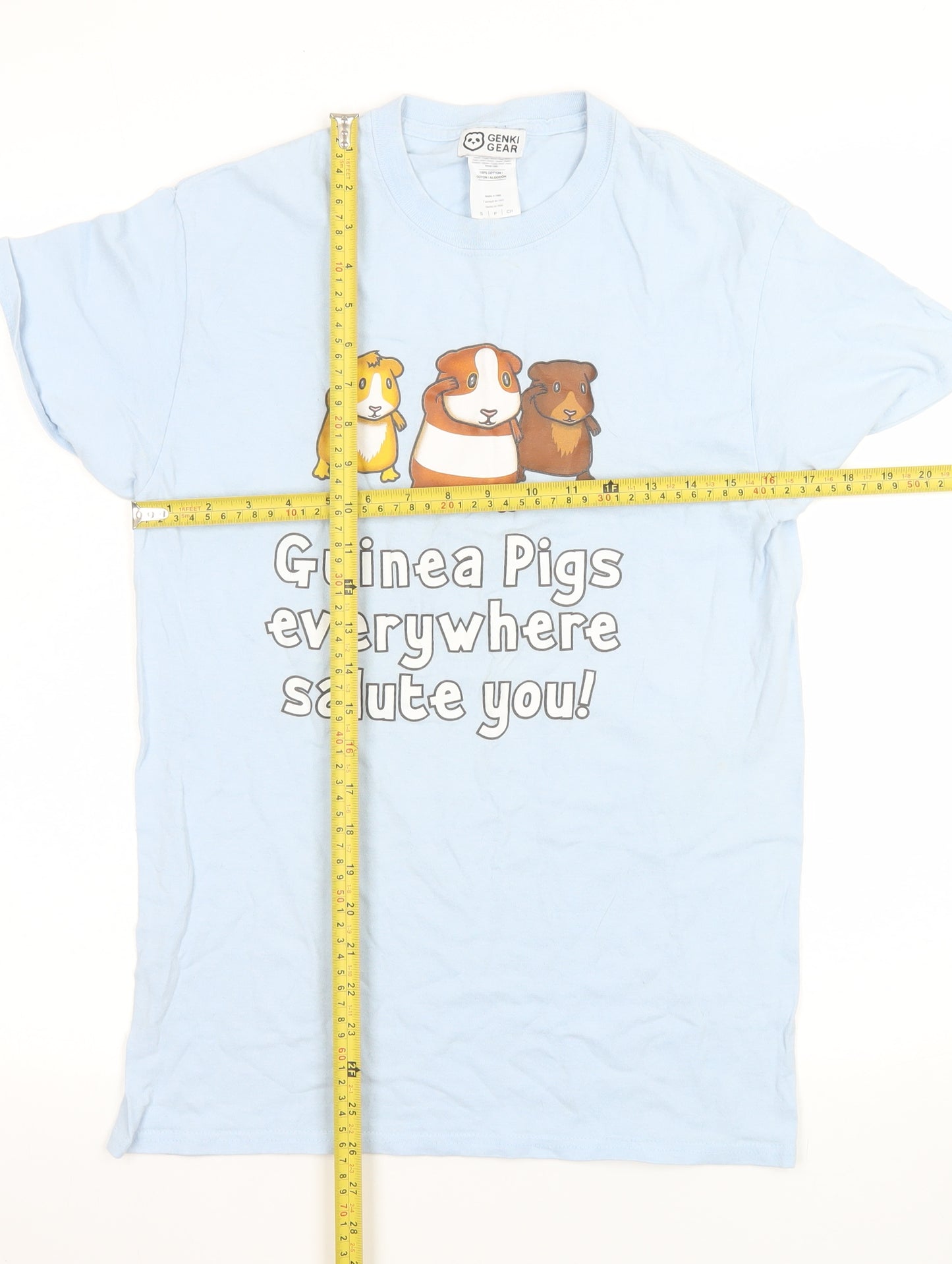 Genki Gear Women Blue Guinea Pig Graphic T-Shirt Size S