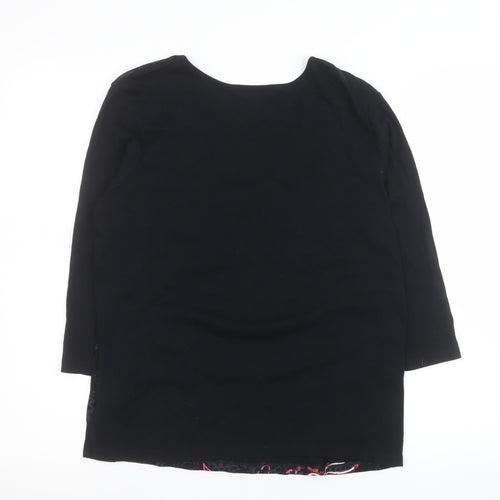 Marks and Spencer Women’s Black Floral Beaded Long Sleeve Cotton Top Size 14