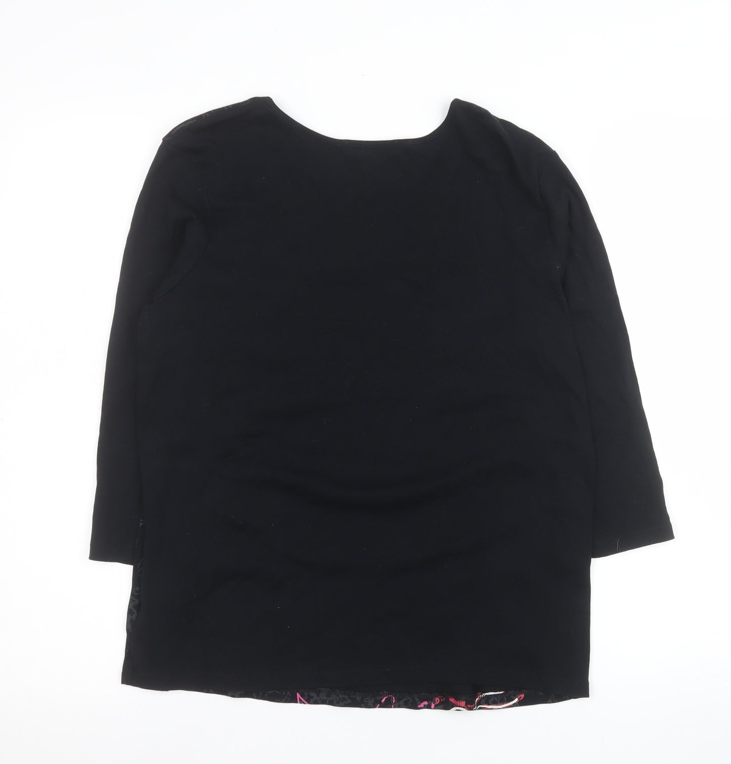Marks and Spencer Women’s Black Floral Beaded Long Sleeve Cotton Top Size 14