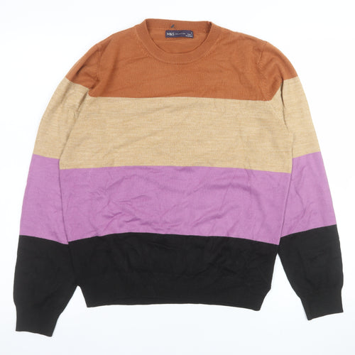 Marks and Spencer Women's Multicoloured Striped Jumper Size 12