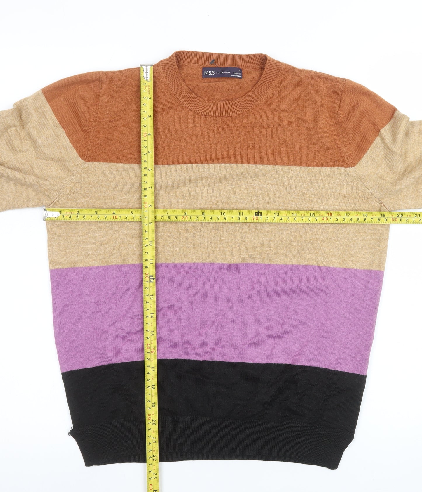 Marks and Spencer Women's Multicoloured Striped Jumper Size 12