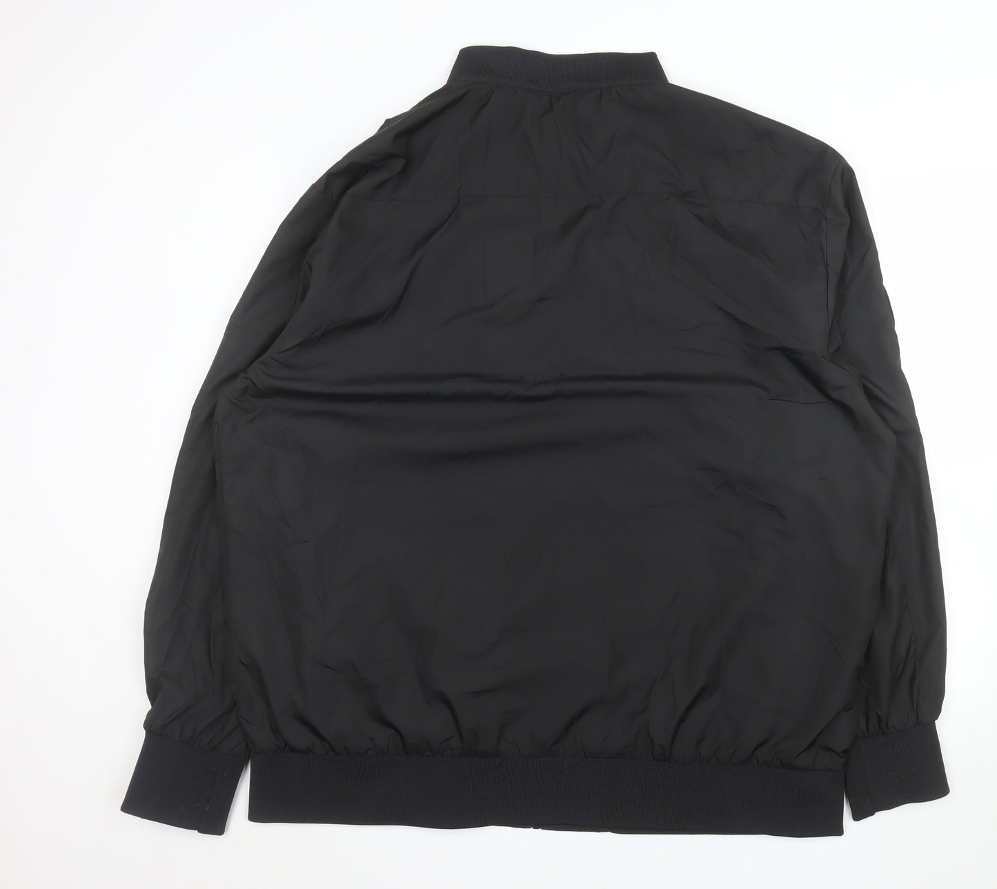 Label-J Men's Black 2XL Bomber Jacket Zip Pockets Polyester