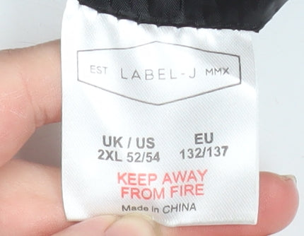 Label-J Men's Black 2XL Bomber Jacket Zip Pockets Polyester