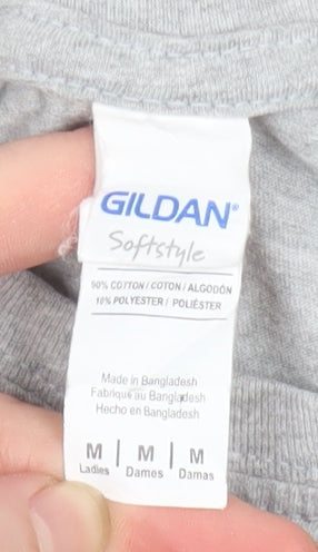 Gildan Womens Grey M Basic Funny Quote T-Shirt Softstyle Cotton Blend