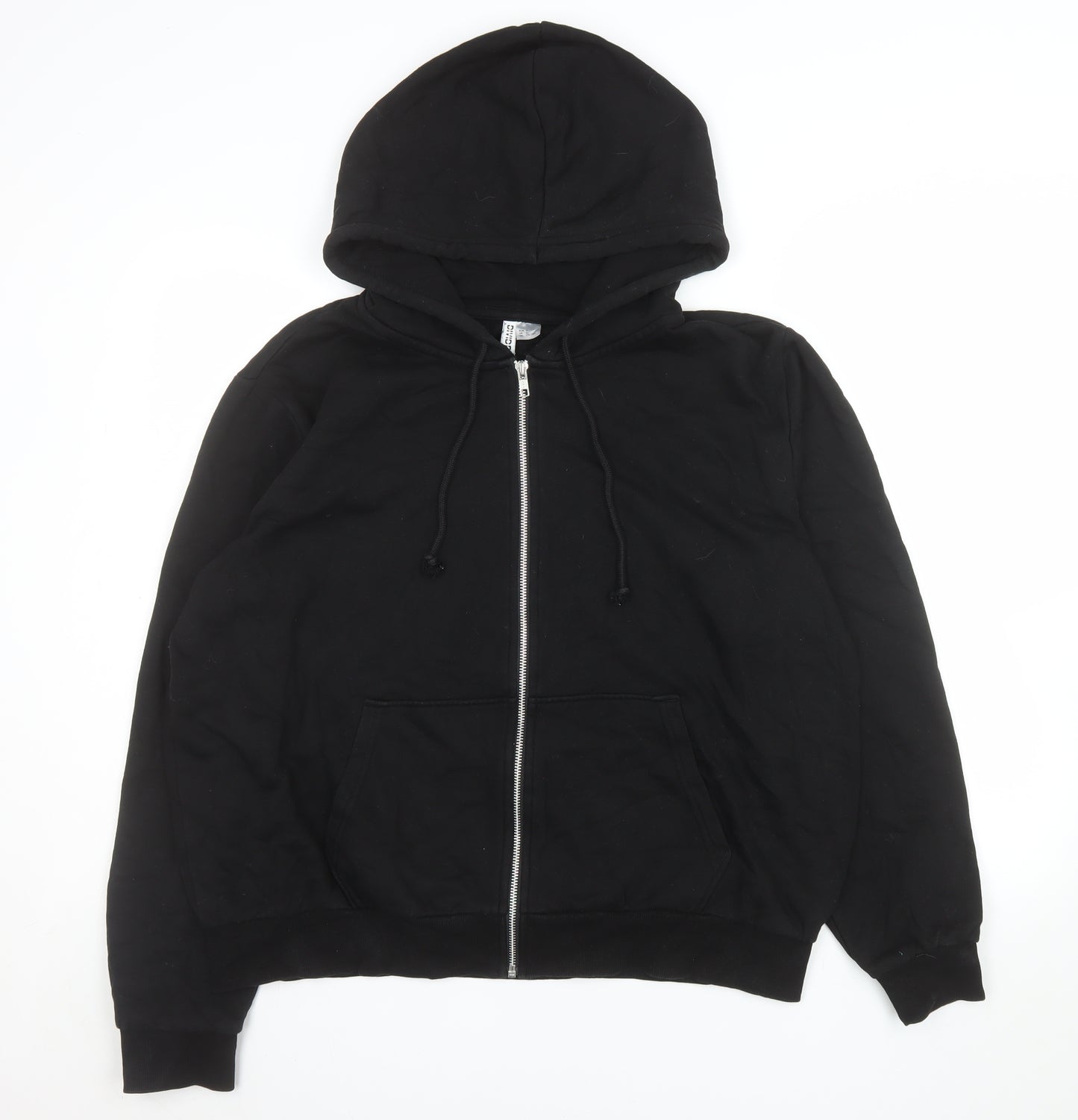 H&M Men Black XL Basic Zip Hoodie Jacket Cotton Blend